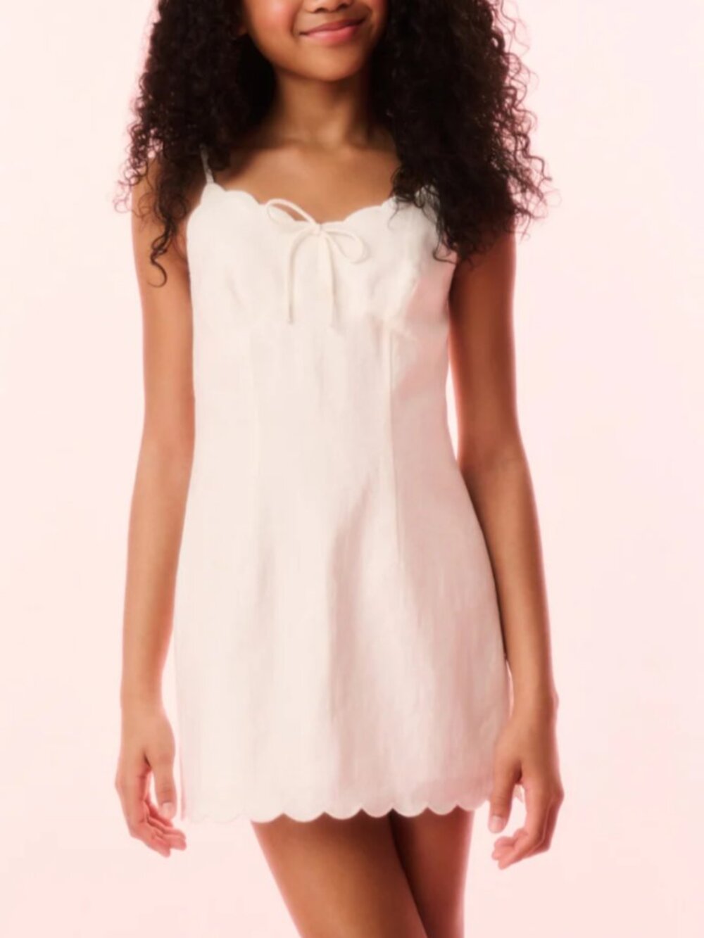 LoveShackFancy Sydelia Cotton & Linen Mini Dress in Off White - Girls Size 14